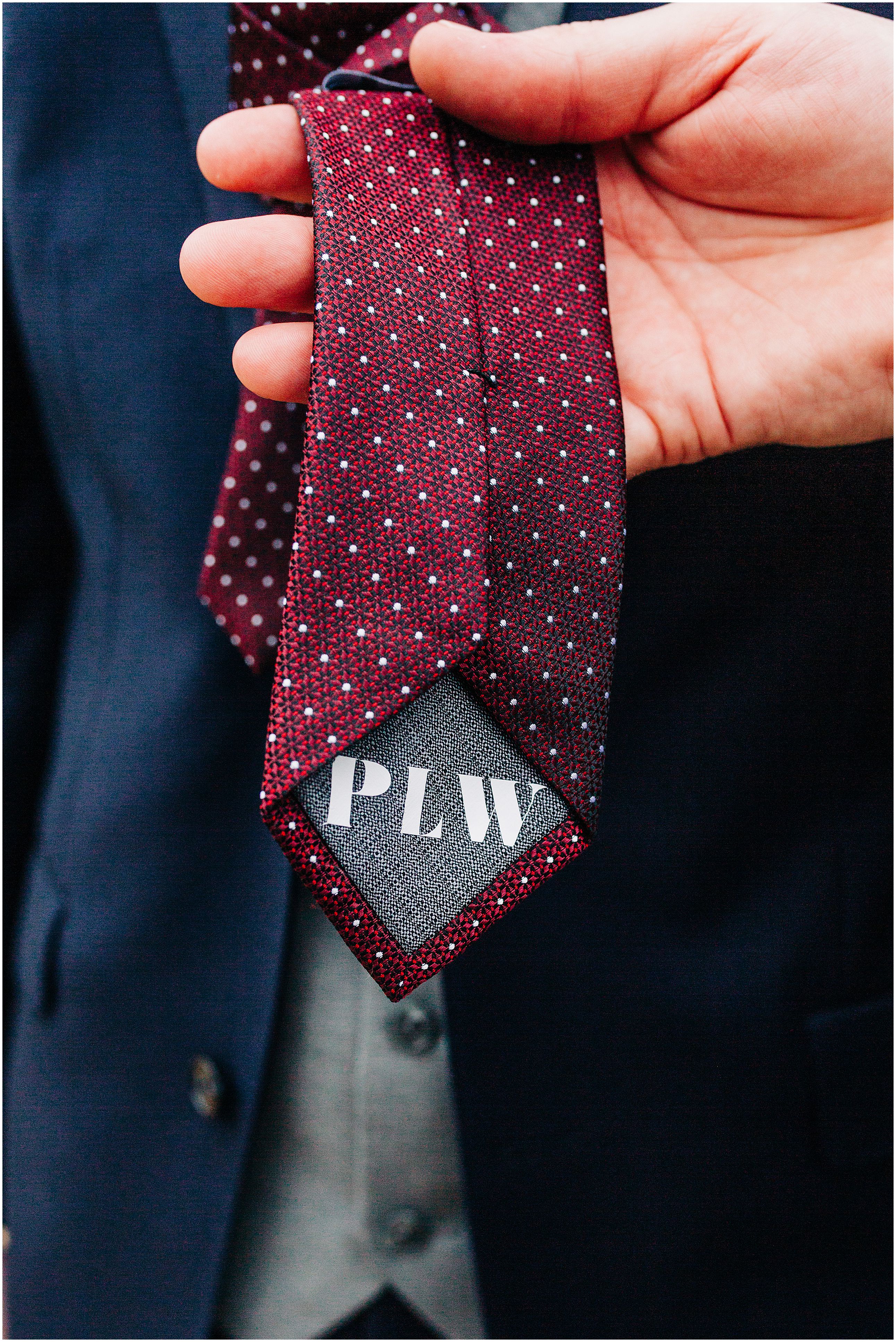groom tie with grandfather initials