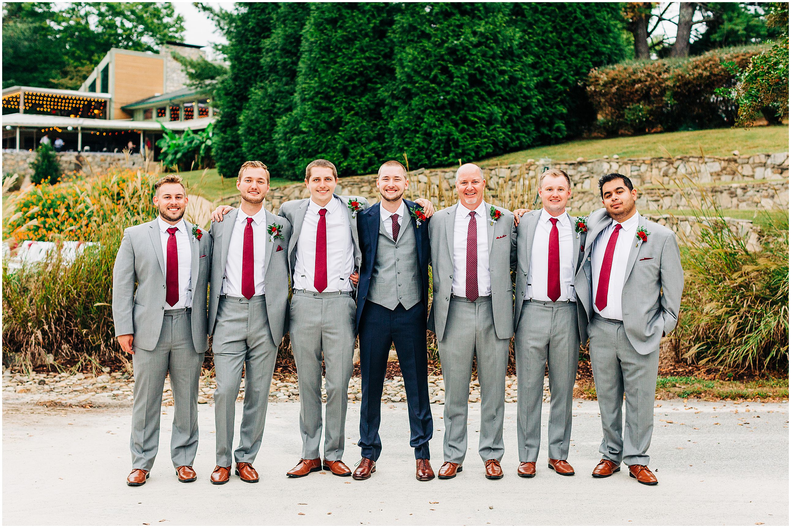 groomsmen portrait at rumbling bald resort