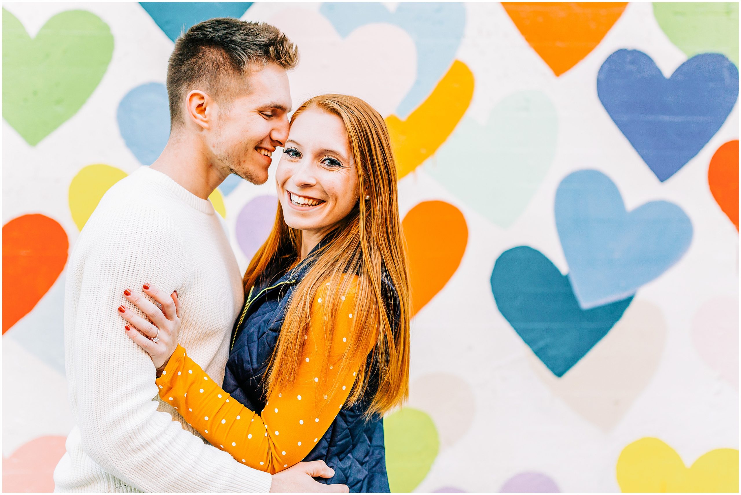 confetti hearts wall engagement session